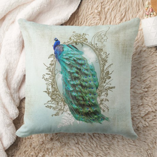 装飾用クッションのターコイズのぼろぼろの孔雀のヴィンテージ クッション (ブランケット)
