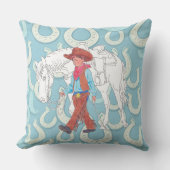 装飾用クッションの若いカウボーイと馬 クッション (正面)