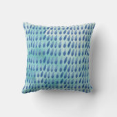 装飾用クッションの青い雨滴の水彩画 クッション (裏面)