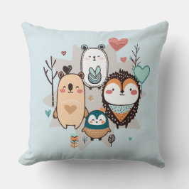 装飾用クッションは可愛いイラストレーション。 クッション