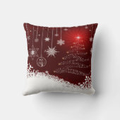 装飾用クッションまたは雪の薄片およびクリスマスツリー クッション (裏面)