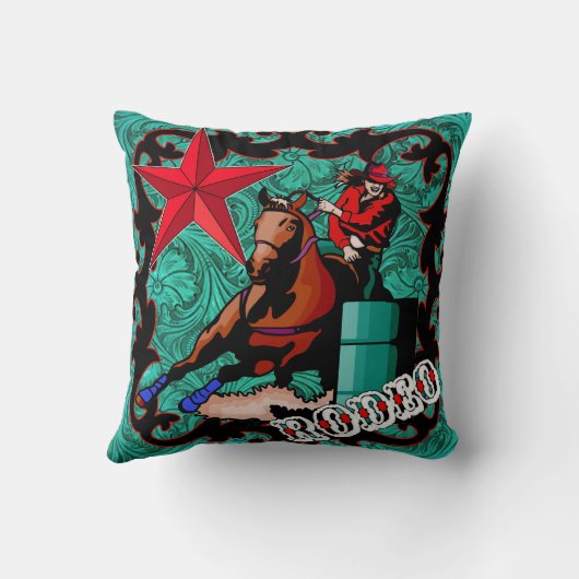 装飾用クッションを競争させるロデオの女性のカーボーイのバレル クッション (裏面)