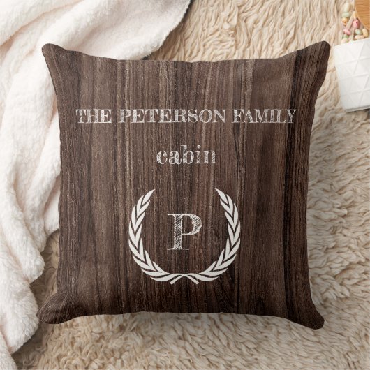 装飾用クッションウッドキャビンモノグラムパーソナライズされた クッション (ブランケット)