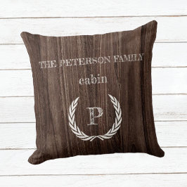 装飾用クッションウッドキャビンモノグラムパーソナライズされた クッション