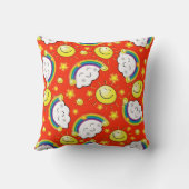 装飾用クッションオレンジイエローレインボー、日、雲 クッション (裏面)