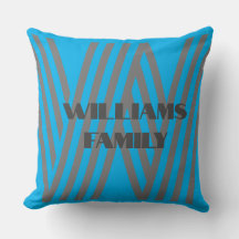 装飾用クッションカスタムテンプレートブルーモノグラム科