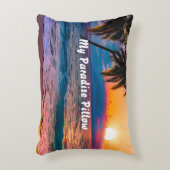 装飾用クッションカスタムビーチシー&サンセットウォーターカラー アクセントクッション (正面(垂直))