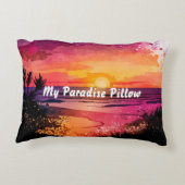 装飾用クッションカスタムビーチシー&サンセットウォーターカラー アクセントクッション (裏面)