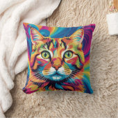 装飾用クッションカラフルサイケデリカット クッション (ブランケット)