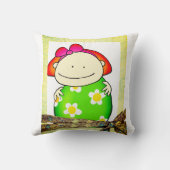 装飾用クッションガールグリーンイエローフラワー クッション (裏面)