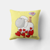 装飾用クッションシープキットン赤いハートイエロー クッション (裏面)
