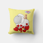 装飾用クッションシープキットン赤いハートイエロー クッション (正面)
