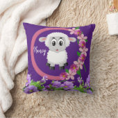 装飾用クッションシープパープルフローラ クッション (ブランケット)