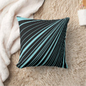 装飾用クッションストライプアクアブルーブラック クッション (ブランケット)
