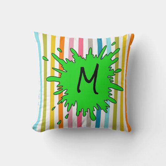 装飾用クッションストライプグリーン クッション (正面)