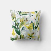 装飾用クッションズホワイトリリーイエローバタフライ クッション (正面)