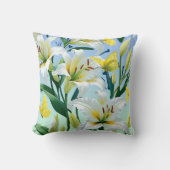 装飾用クッションズホワイトリリーイエローバタフライ クッション (正面)