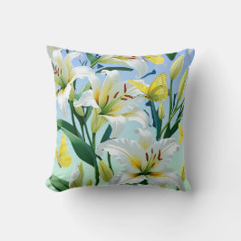 装飾用クッションズホワイトリリーイエローバタフライ クッション