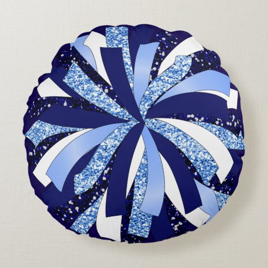 装飾用クッションチアリーダポムポパーソナライズされたム ラウンドクッション (正面)