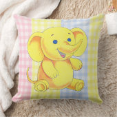 装飾用クッショントイ象ギンガム クッション (ブランケット)