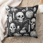 装飾用クッションハロウィンカボチャおよびスカルインクパット クッション (ブランケット)