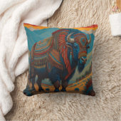 装飾用クッションバッファロー先住民アメリカデザイン クッション (ブランケット)