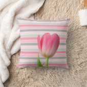装飾用クッションパステルストライプピンクチューリップ クッション (ブランケット)