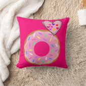 装飾用クッションピンクドーナツスプリンクルハート クッション (ブランケット)