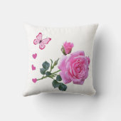 装飾用クッションピンクローズフローラ蝶ハート クッション (裏面)