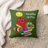 装飾用クッションブックワーム、書籍、Apple Green クッション (ブランケット)