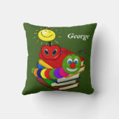 装飾用クッションブックワーム、書籍、Apple Green クッション (裏面)