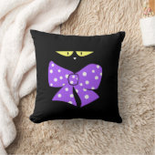 装飾用クッションブラックキャットパープルボウポークアドット クッション (ブランケット)