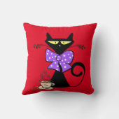 装飾用クッションブラックキャットボウコーヒー クッション (裏面)