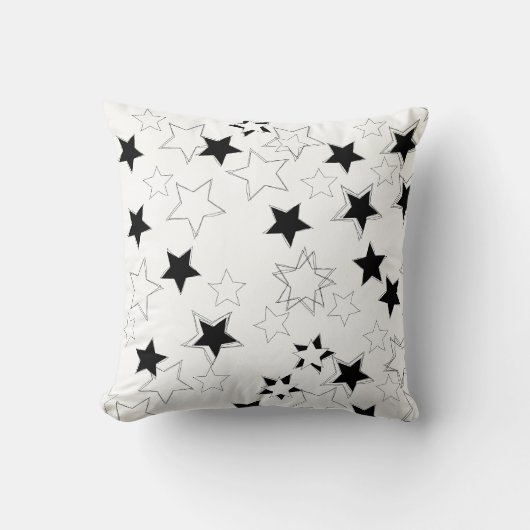 装飾用クッションブラック&ホワイトスターズ クッション (正面)