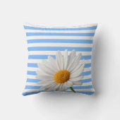 装飾用クッションブルーとホワイトストライプデイジー クッション (裏面)