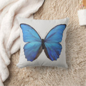 装飾用クッションブルーバタフライ クッション (ブランケット)