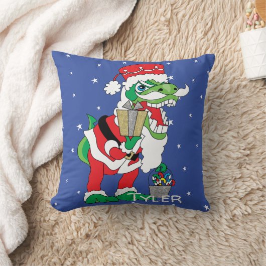 装飾用クッションメリークリスマスTySANTAsaurusレックス クッション (ブランケット)