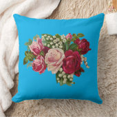 装飾用クッションヴィンテージバラピンクレッド クッション (ブランケット)