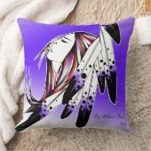 装飾用クッション先住民ウマワシ羽パープル クッション (ブランケット)