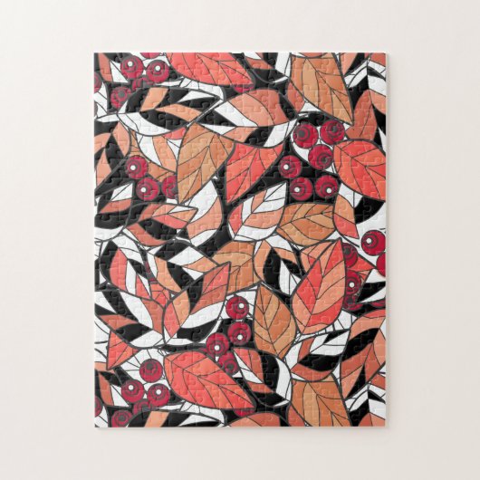 装飾用クッション抽象芸術葉マンガーの黒 ジグソーパズル (縦)