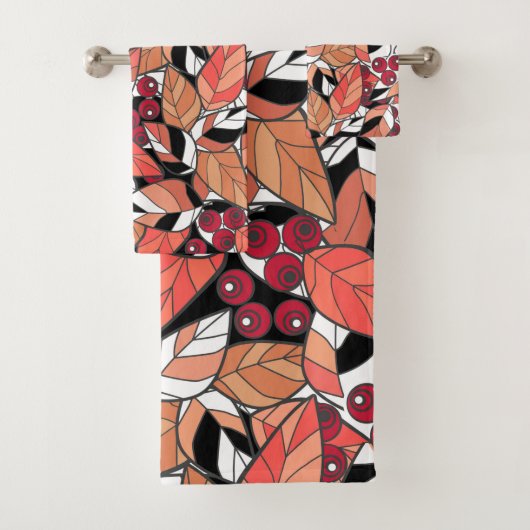 装飾用クッション抽象芸術葉マンガーの黒 バスタオルセット (インサイチュ)