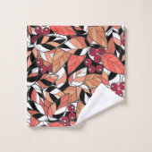 装飾用クッション抽象芸術葉マンガーの黒 バスタオルセット (ウォッシュタオル)