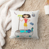 装飾用クッション清掃女性 クッション (ブランケット)