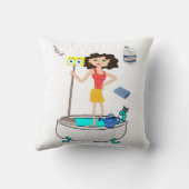 装飾用クッション清掃女性 クッション (裏面)