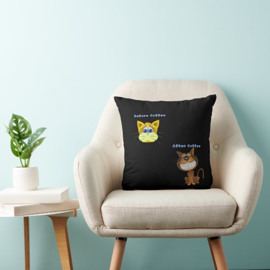 装飾用クッション猫アフターコーヒーブラック クッション (椅子)