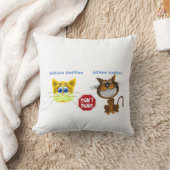 装飾用クッション猫アフターコーヒーホワイト クッション (ブランケット)