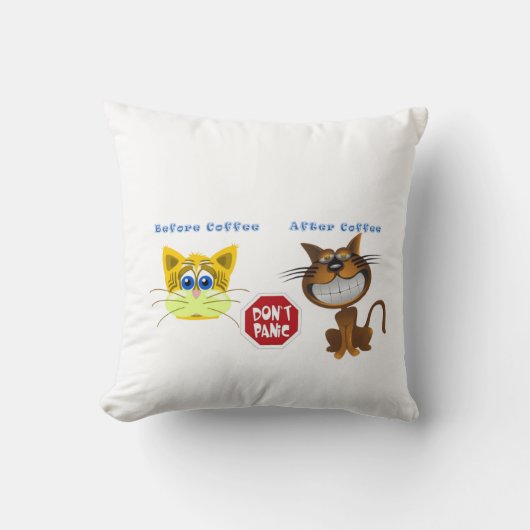 装飾用クッション猫アフターコーヒーホワイト クッション (正面)
