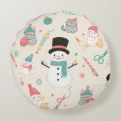 装飾用クッション猫雪だるま ラウンドクッション (裏面)