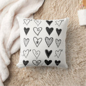 装飾用クッション白と黒のハート クッション (ブランケット)