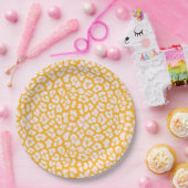 装飾用クッション白色イエロー抽象芸術ヒョウ柄 ペーパープレート (パーティー)